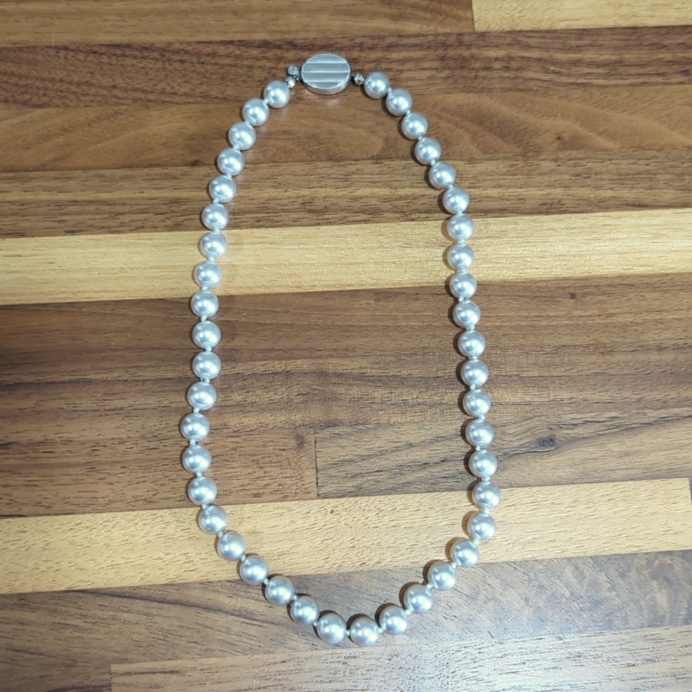 925 faux pearl necklace with sterling silver clasp individually knotted